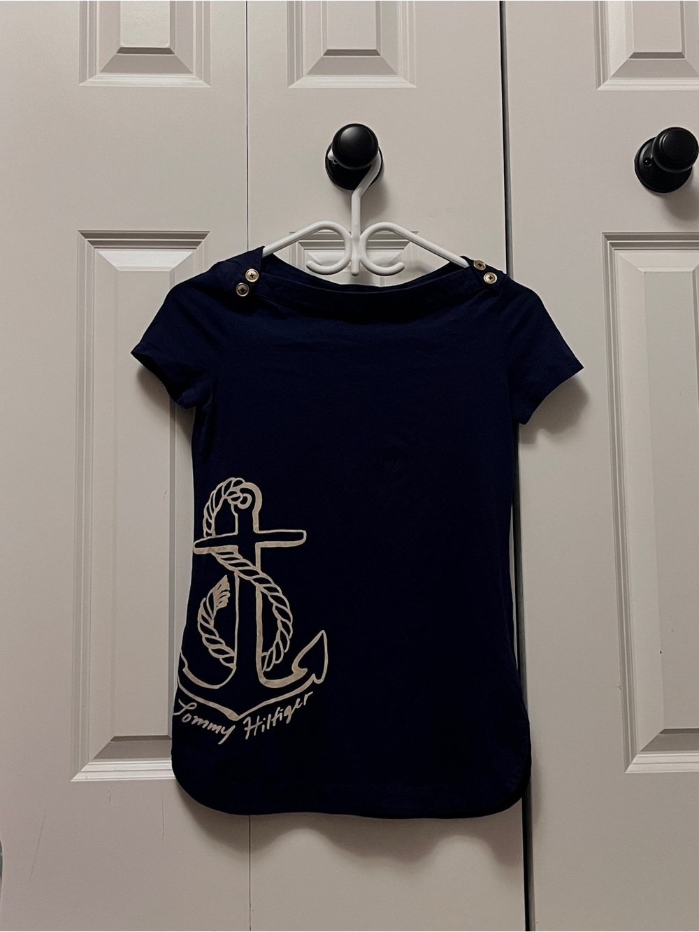 TOMMY HILFIGER Navy Short Sleeve Tee with Anchor Graphic